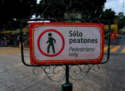 Bilingual signs in Progreso, Yucatan