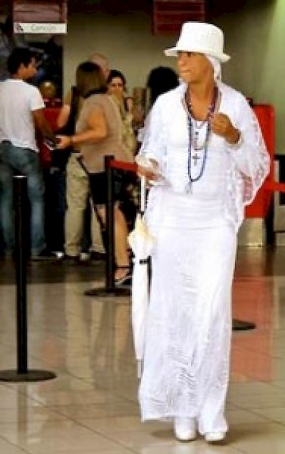Santeria follower dressed in white in Cuba