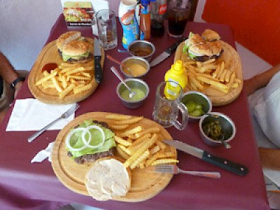 Sharing hamburgers in Merida Yucatan